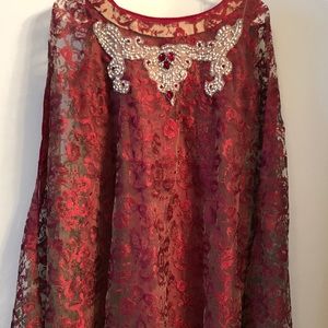 Red Lace Poncho